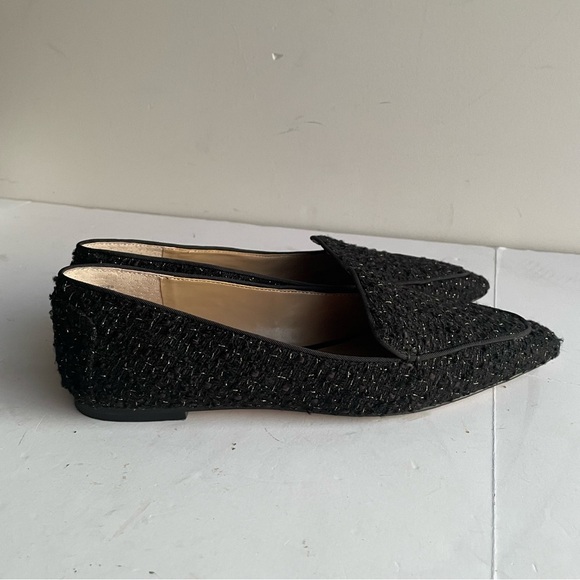 Ann Taylor Flats Women's Black Silver Tweed Nip Toe Loafers Slip On Shoes Size 8 - Picture 4 of 12